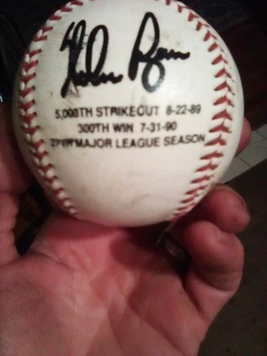 Nolan Ryan 5000th Strikeout  Autographed MLB Baseball 300th Win 27 Seasons