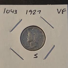 1927-S Winged Liberty Head Mercury Silver Dime In Very Fine Condition