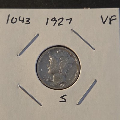 1927-S Winged Liberty Head Mercury Silver Dime In Very Fine Condition