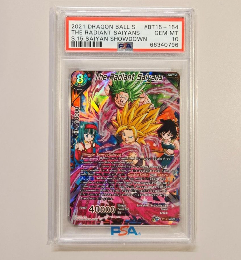2021 DRAGON BALL SUPER SAIYAN SHOWDOWN THE RADIANT SAIYANS BT15-154 SCR PSA 10