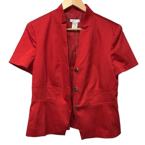 Worthington Jacket Womens 8 Stretch Red Hidden Button - Picture 3 of 6