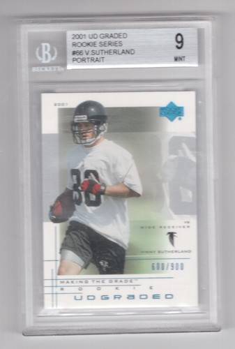 2001 UD GRADED ROOKIE SERIES VINNY SUTHERLAND ATLANTA FALCONS #66 BECKETT 9.0