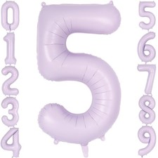 Light Purple Number 5 Balloon, 40 Inch Big Large Foil Helium Number Balloons,...