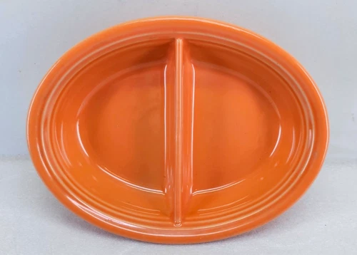 FIESTA divided OVAL vegetable SERVING BOWL tangerine orange NEW 10.25" 40 oz.