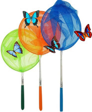 1 3 Pack Colored Telescopic Butterfly Nets - Great for Catching Insects Bugs F