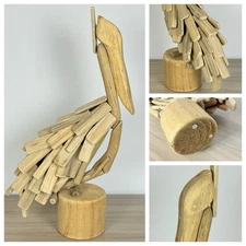 Driftwood 21" Pelican Bird Statue Artwork Beach House Nautical Sea Shore Decor