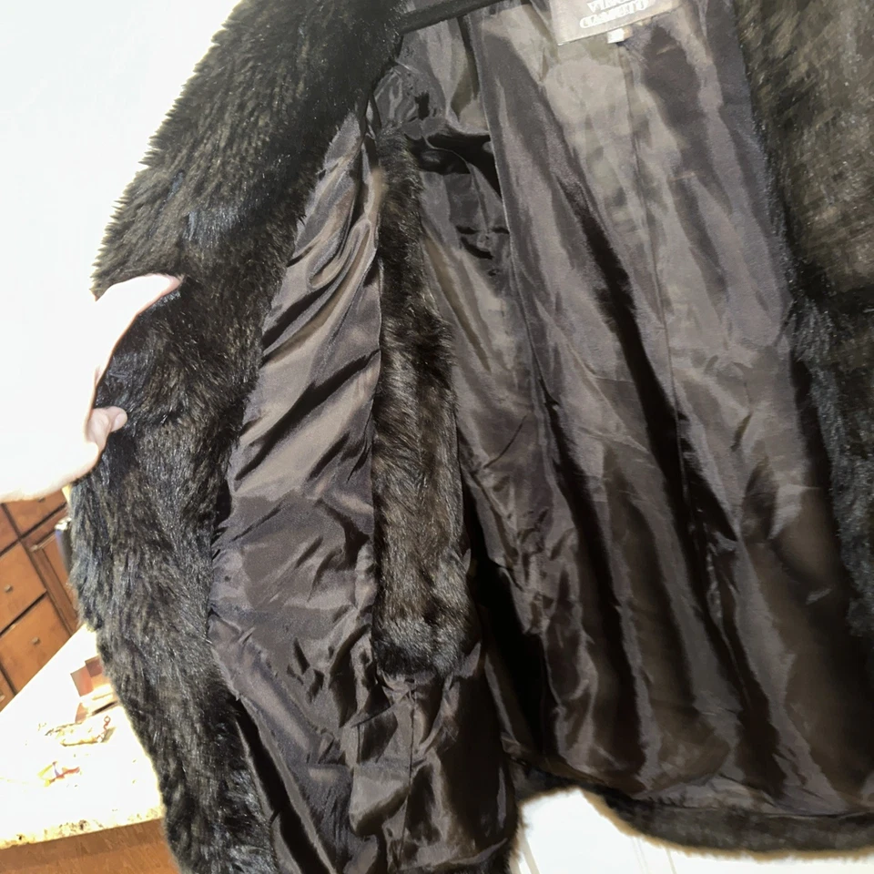 Chaleco de piel sintética Vince Camuto para mujer talla M marrón/bronceado ~ ¡Precioso! Foto 3 de 4