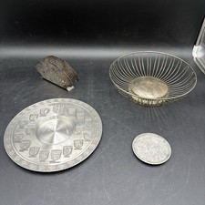 Lot Of 4 Silver Items Vintage Home Decor & Trinket Dish & Fruit Bowl Etc