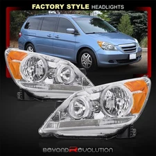 For 2005-2007 Honda Odyssey Chrome OE Style Amber Headlights Headlamps Set LH+RH