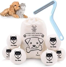 Wool Dryer Balls for Pet Hair Remover Organic Reusable Laundry Balls... 