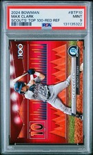 MAX CLARK 2024 Bowman Scout’s Top 100 Red Refractor /5 Detroit Tigers #10 PSA 9