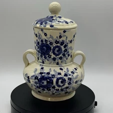 Noe Suro Signed Tonala Mexico Lidded Vase Canister Hand Painted Mexican Folk Art