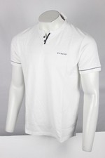Guess Men's Ricardo Short Sleeve Slit Henley T Shirt Pure White Textured