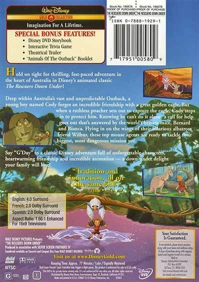 The Rescuers down Under Walt Disney Gold Classic Collection Region 1 VF - Image 4 of 4