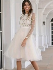 Womens  Swing Dress Weddings Cocktail Prom Party Lace Bridesmaids SIZE uk