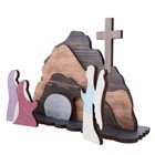 1Set Easter Scene Wood Carving Decoration Wooden Jesus Scene Decor