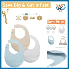 LittleStar Silicone Baby Bibs 3 Pack Waterproof Soft Adjustable New