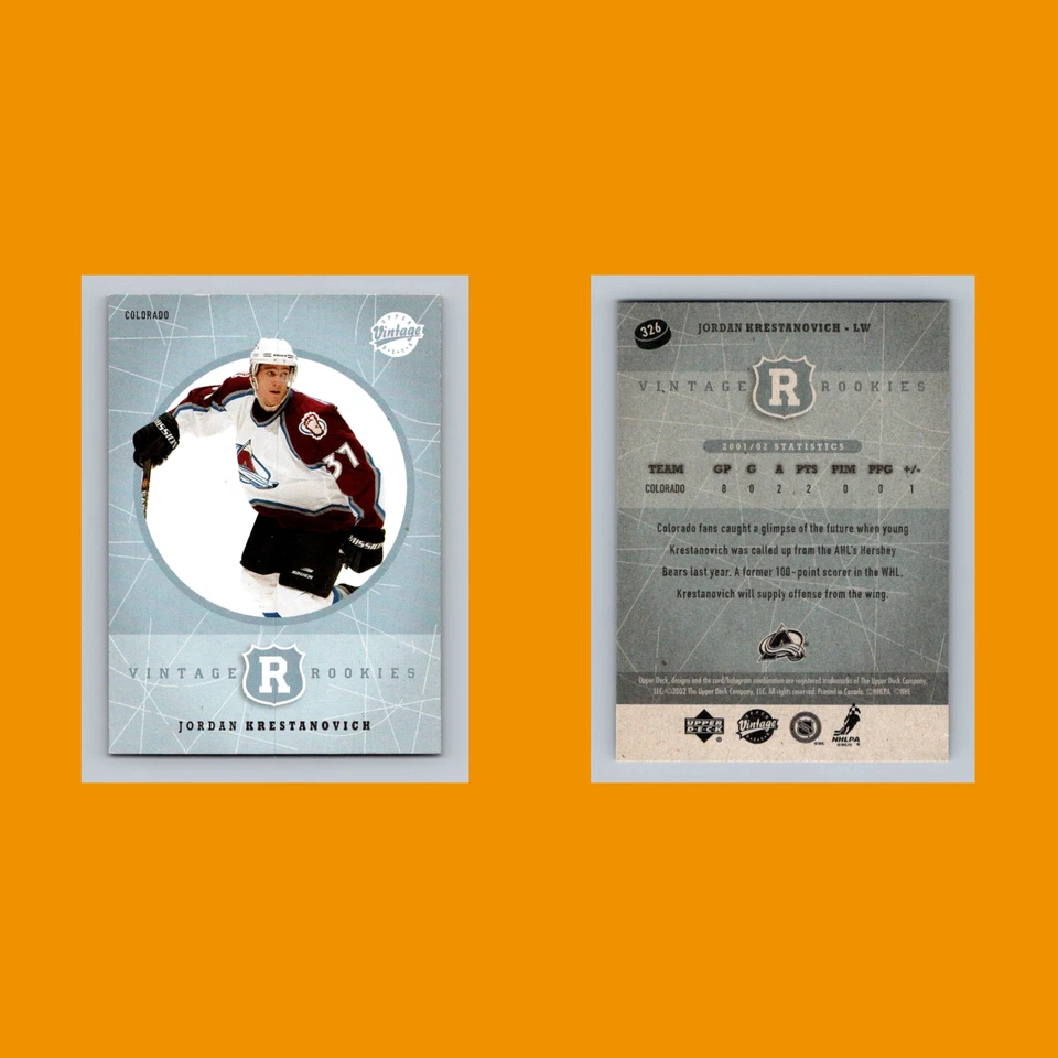 Jordan Krestanovich #326 2002-03 Upper Deck Vintage Colorado Avalanche Hockey - Image 3 of 3