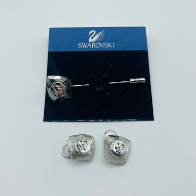 $100 New Swarovski Gray Crystal with Pendant Cuff Links 894465