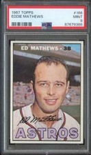 1967 TOPPS #166 EDDIE MATHEWS PSA 9 ASTROS HOF *INVAJ2384