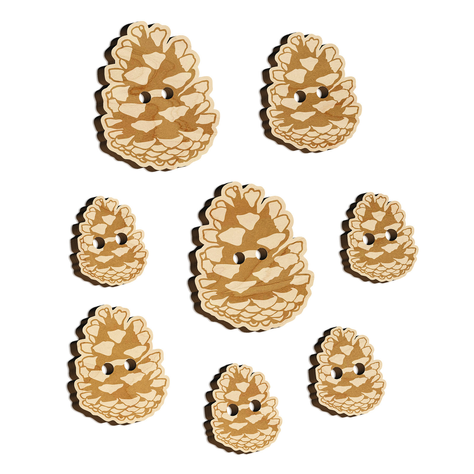 Realistic Pinecone Pine Cone Wood Buttons for Sewing Knitting Crochet DIY Craft
