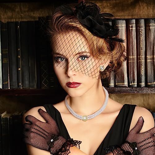 Fascinator Hat for Women Funeral Veil Hats Set Include Mesh Hats Elegant Style - Picture 7 of 7