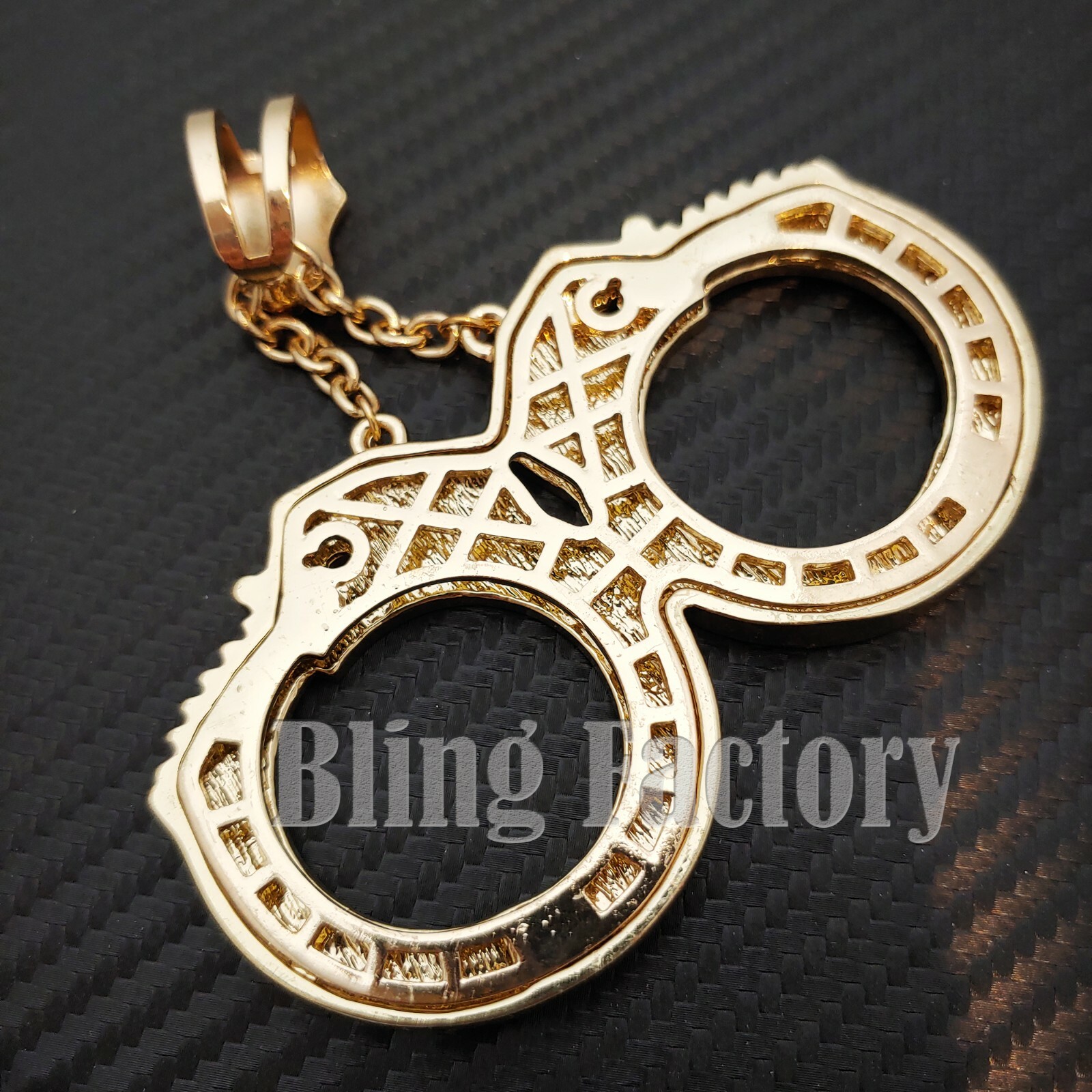 Iced Hip Hop Rapper's Fashion Lab Diamond Jumbo Handcuffs Bling Charm ...