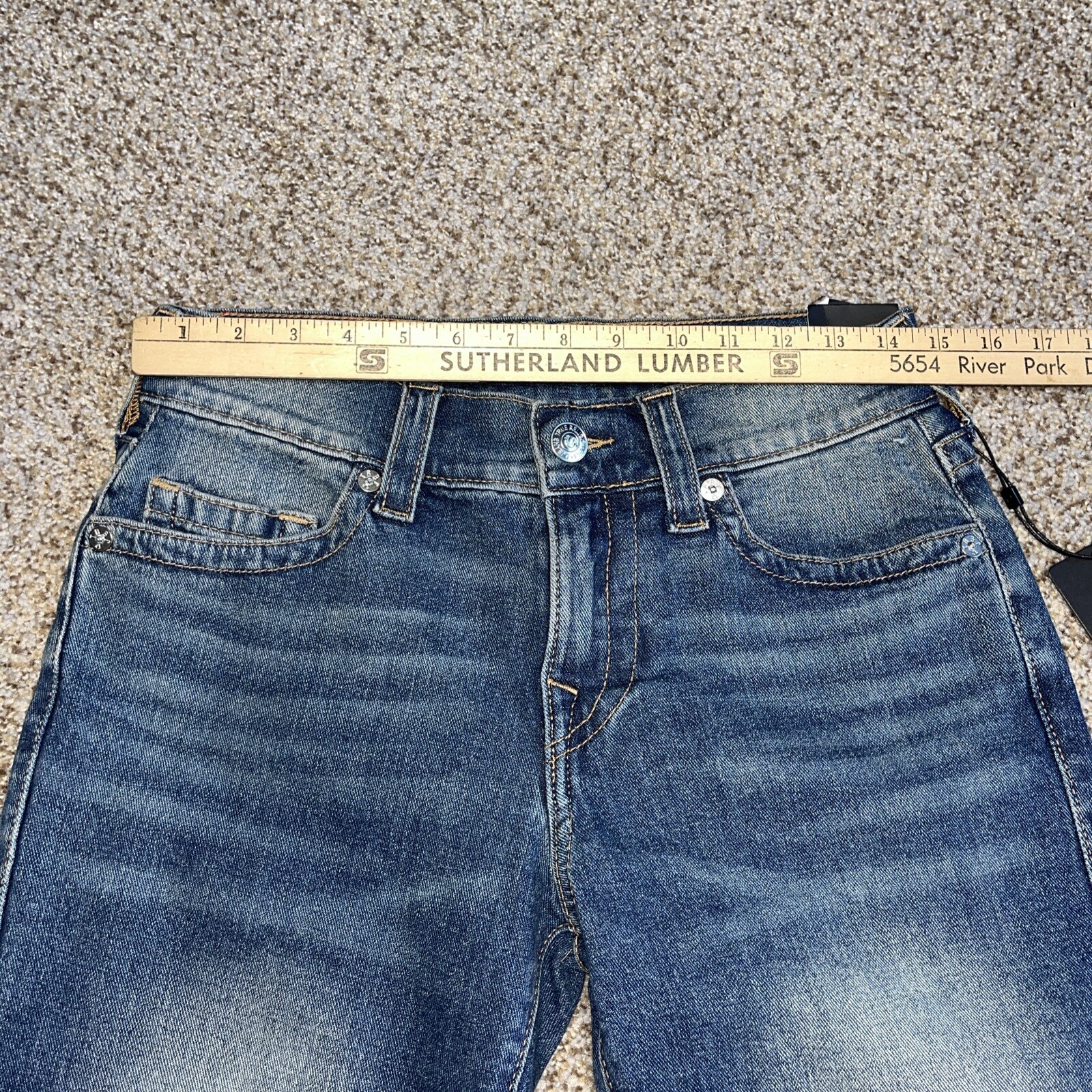 True Religion Rocco Relaxed Skinny Jean Shorts Blue Medium Drizzle NWT Size 28 - View 8