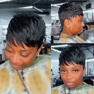Short Pixie Cut Synthetic Wig Heat Resistant Open Weft Cap Adjustable Amazon.com : Nicelatus Short Pixie Cut Wigs for Black Wome  main image 3
