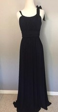 Amsale Jersey Navy Shoulder Bow gown prom dress 2 Full Length Formal