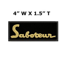SABOTEUR Patch 4" Embroidered Iron-on Applique Horror Badge Halloween