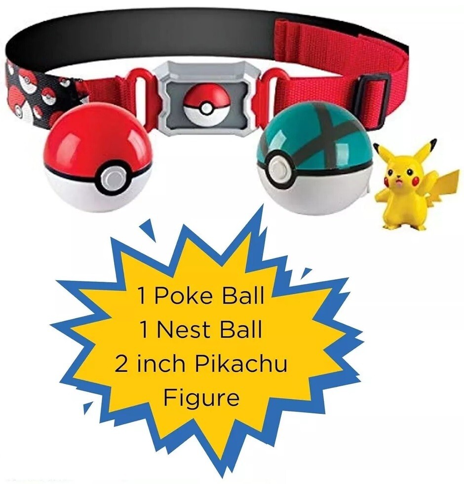 Pokémon Clip y Llevar Poké Ball Cinturón Ajustable con 2 Pulgadas Pikachu Exclusivo NUEVO
