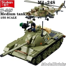 Sluban T-54S Tank and M38-B1135 B1136 Military WW2 BMP-2MS IFV Building Blocks