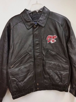 NFL Kansas City Chiefs Embroidered Leather Jacket, New (Men's Medium)