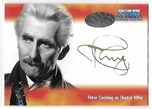 Dr Who Big Screen Additions A5 Peter Cushing Gold Facsimile Autograph/Auto Card - Picture 2 of 3
