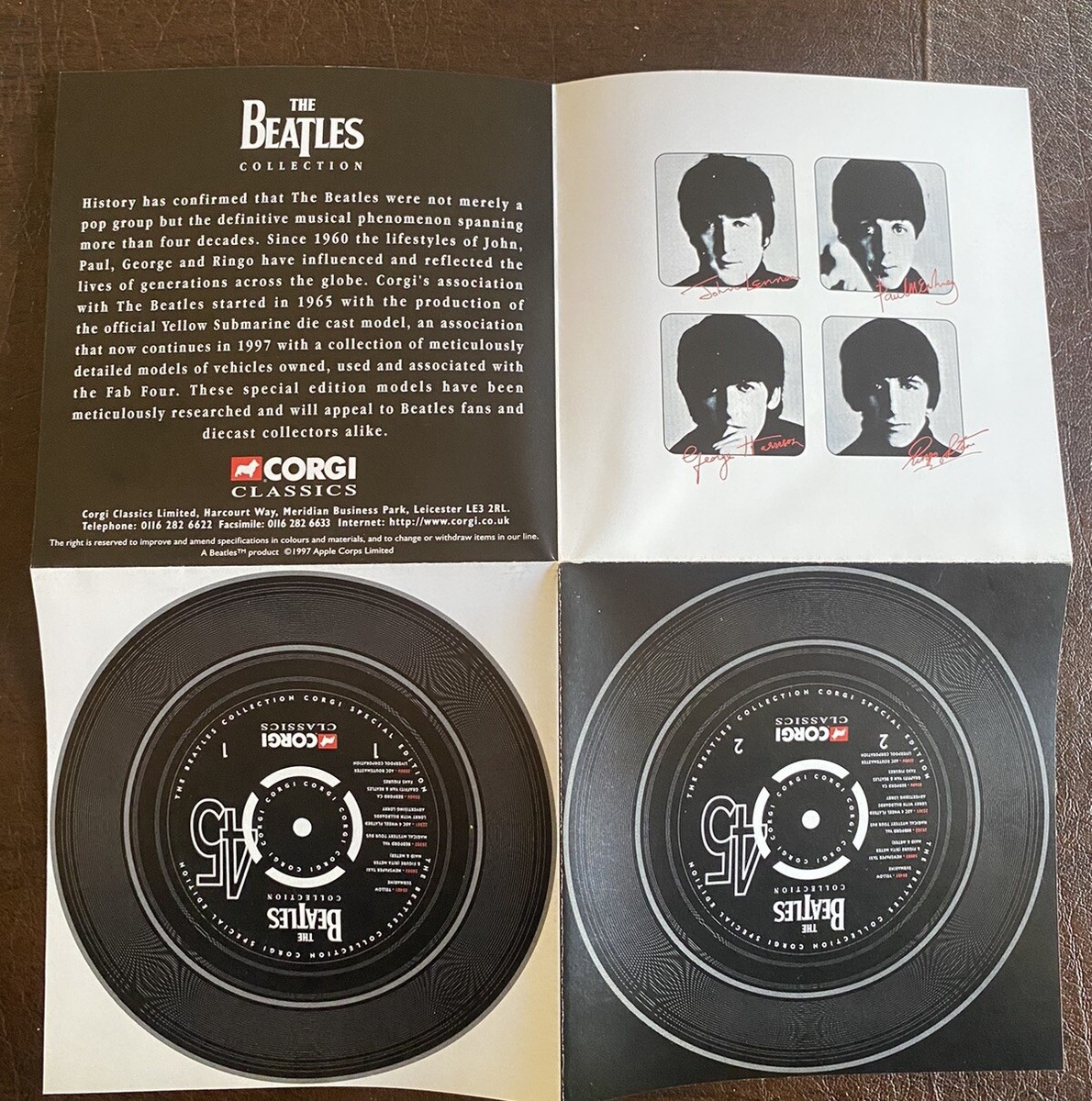 Corgi Classics THE BEATLES COLLECTION 45 - brochure Corgi Classics THE BEATLES COLLECTION 45 - brochure