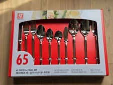 Zwilling 65 Piece Opus 18/10 Stainless Steel Forged Flatware Set 13/0 Knives NEW