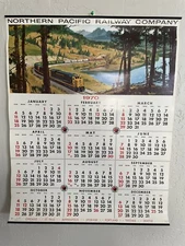 vintage 1970 northern pacific railway wall calendar, new old stock