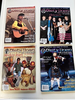 1999-2000 DIRTY LINEN Magazines Lot Tom Paxton, Mickey Hart, Chris Leslie, Etc