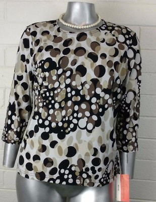 NWT Women's CATHY DANIELS PULLOVER BLOUSE TOP Size M 3/4 sleeve Abstract print