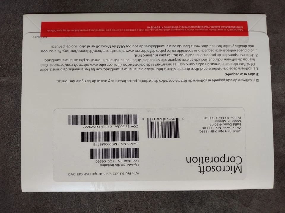 genuine Microsoft Windows 8.1 x32 32 Bit spanish 1PK DSP OEI DVD key-Code Sealed - Image 3 of 4