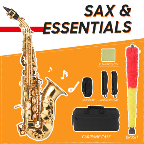Saxofón soprano saxofón lacado en oro saxo curvo instrumento de viento de madera R5N9 - Imagen 1 de 10