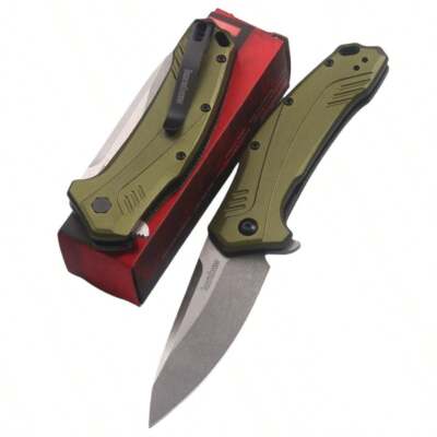 1776 Link Olive Stonewash Pocketknife, 3.25'' Magnacut Steel Drop Point Blade