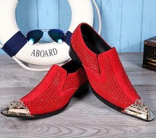 Mens Metal Pointy Toe Rhinestone Slip On Loafers business Dress Formal OL shoes