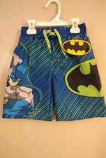 Boys Swim Shorts Trunks Batman Size 4 Green Blue UPF 50 Bathing Suit NWT