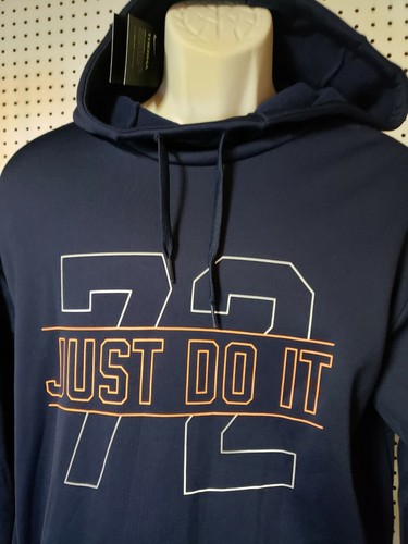 New Nike Womens Blue Therma Fleece Pullover Sweatshirt Hoodie 72 Just Do It  XS | eBay