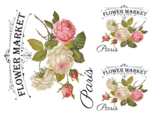 Vintage French Advertising Labels Roses Transfers Flower Market Decals ...