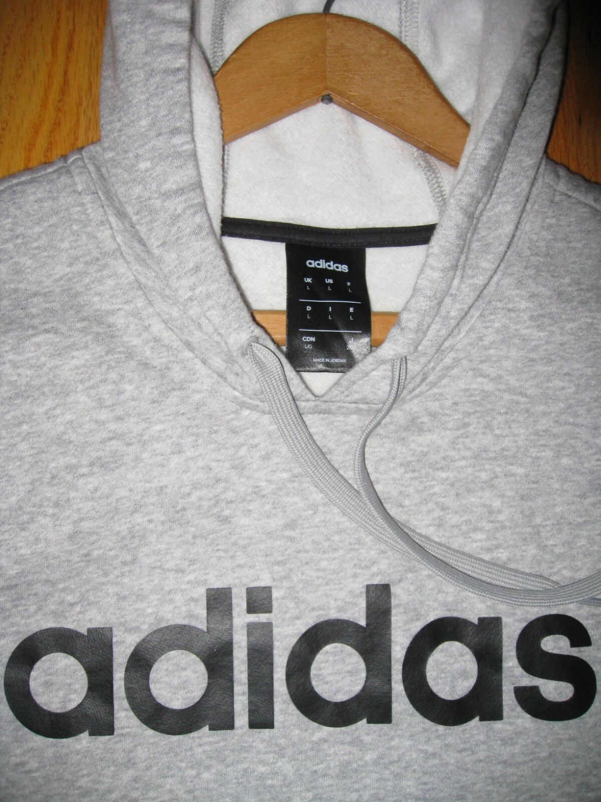 Adidas Lineal Logo Gráfico Polar Para Hombre Talla GRANDE Gris Sudadera con Capucha FR8844