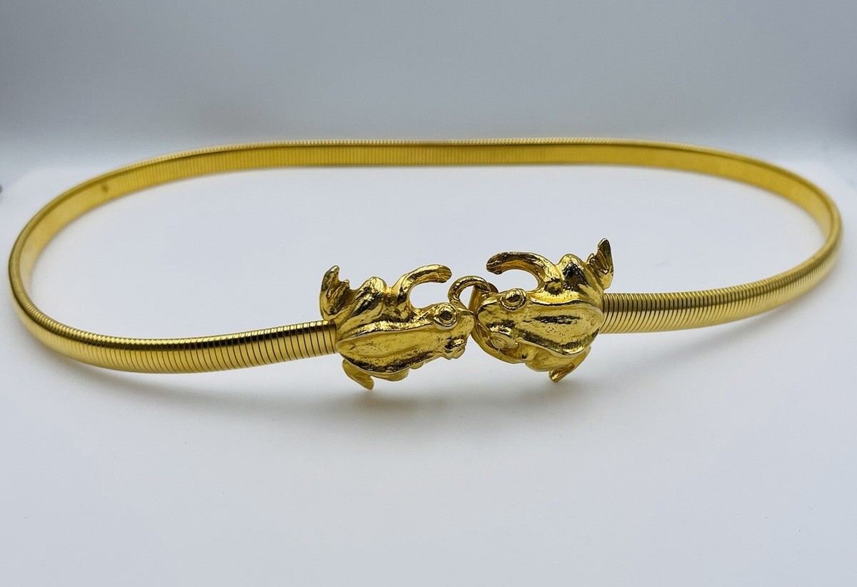Mimi di N Vintage Gold Plated Frog Flex stretch Chain Belt 1970s Small 1970 main image 2