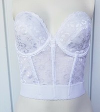 Vintage Frederick  s of Hollywood Bustier Longline Lace Bridal Bra Size 38C White